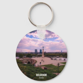 Panoramisch uitzicht op Belgrado vanuit Kalemegdan Sleutelhanger