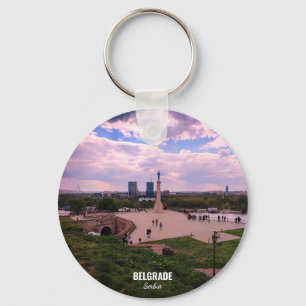 Panoramisch uitzicht op Belgrado vanuit Kalemegdan Sleutelhanger