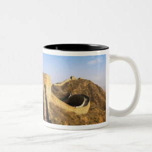 Panoramisch uitzicht op de Grote Muur, China 2 Tweekleurige Koffiemok