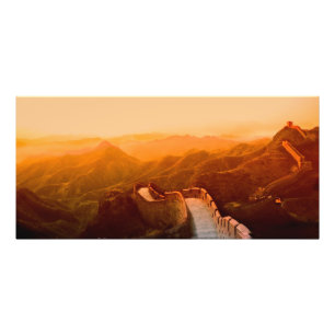 Panoramisch uitzicht op de Grote Muur, China Foto Afdruk