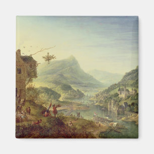 Panoramisch uitzicht op de Rijn (paar met 59649) Magneet