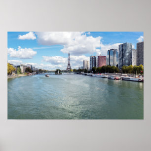 Panoramisch uitzicht op Front de Seine - Parijs, F Poster