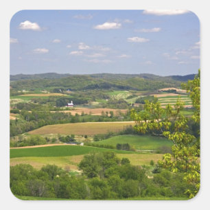 Panoramisch uitzicht op landbouwgrond ten zuiden v vierkante sticker