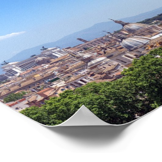 Panoramisch uitzicht Rome van Castel Sant'Angelo Poster (Hoek)