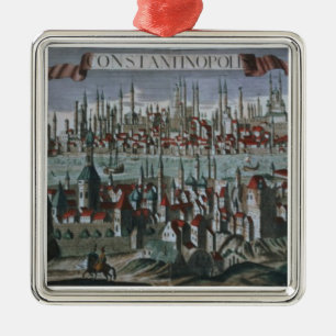 Panoramisch uitzicht van Constantinopel, late 18e  Metalen Ornament