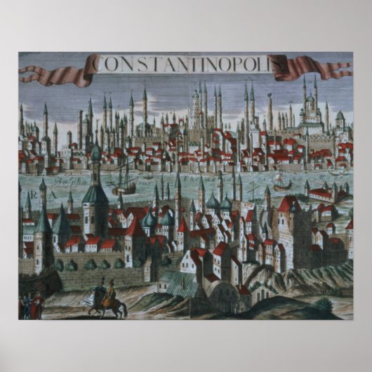 Panoramisch uitzicht van Constantinopel, late 18e Poster (Voorkant)