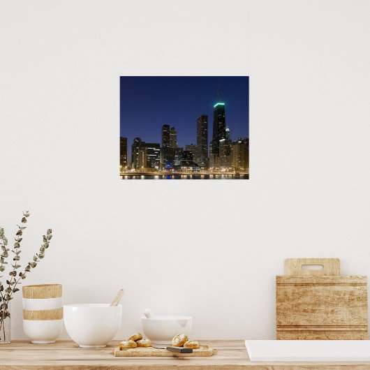 Panoramisch uitzicht van de Chicago lakefront bij Poster (Keuken)