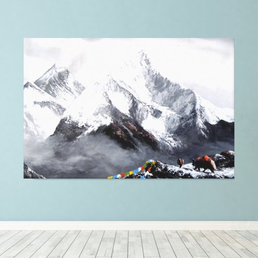 Panoramisch Uitzicht van de Everest Mountain Canvas Afdruk (Insitu (Houten vloer))