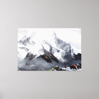 Panoramisch Uitzicht van de Everest Mountain Canvas Afdruk