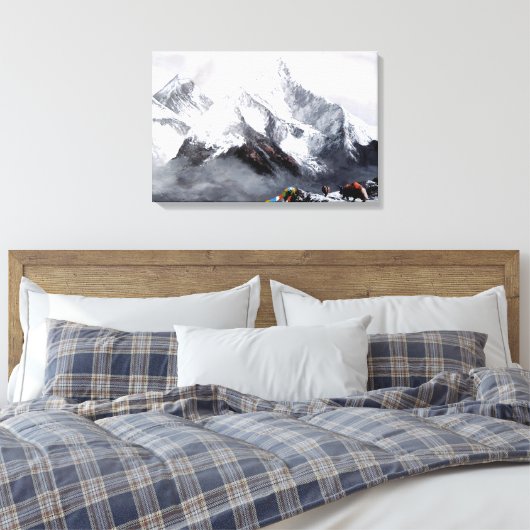 Panoramisch Uitzicht van de Everest Mountain Canvas Afdruk (Insitu (Slaapkamer))