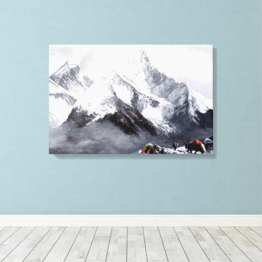 Panoramisch Uitzicht van de Everest Mountain Canvas Afdruk (Insitu (Houten vloer))
