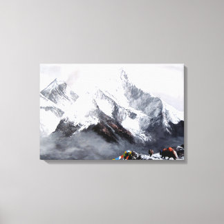 Panoramisch Uitzicht van de Everest Mountain Canvas Afdruk
