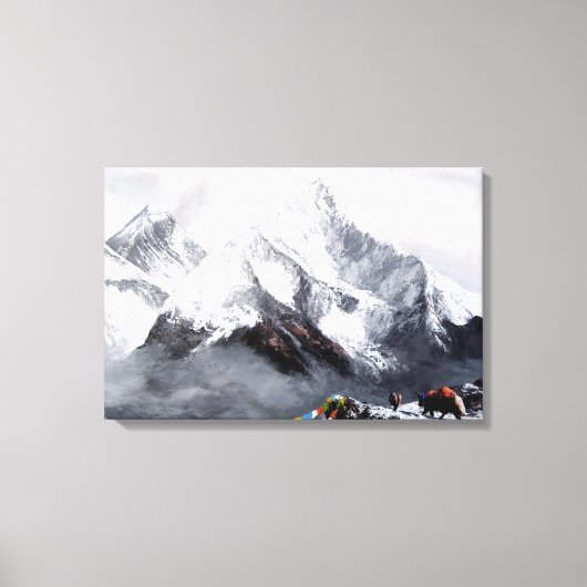 Panoramisch Uitzicht van de Everest Mountain Canvas Afdruk (Voorkant)