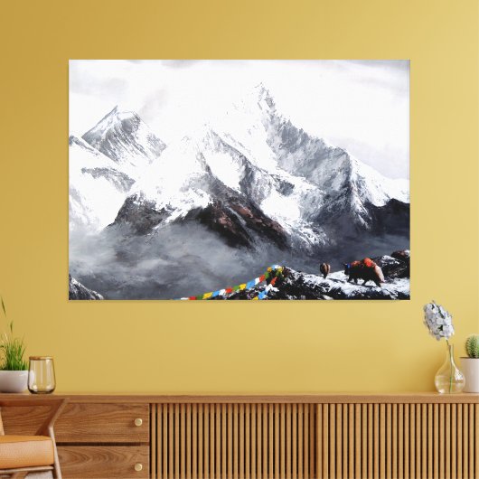 Panoramisch Uitzicht van de Everest Mountain Canvas Afdruk (Insitu (Woonkamer))