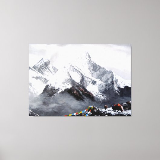 Panoramisch Uitzicht van de Everest Mountain Canvas Afdruk (Voorkant)