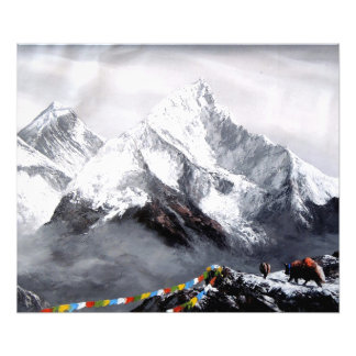 Panoramisch Uitzicht van de Everest Mountain Foto Afdruk