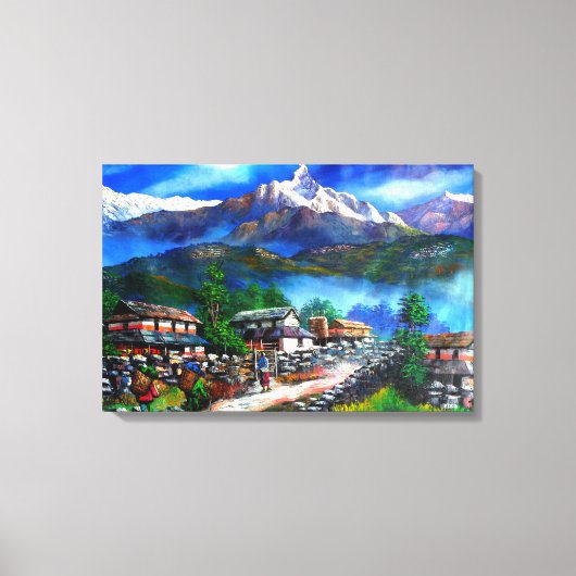 Panoramisch Uitzicht van de Everest Mountain Nepal Canvas Afdruk (Voorkant)
