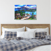 Panoramisch Uitzicht van de Everest Mountain Nepal Canvas Afdruk (Insitu (Slaapkamer))
