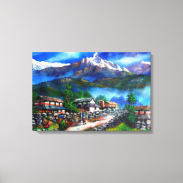 Panoramisch Uitzicht van de Everest Mountain Nepal Canvas Afdruk
