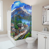 Panoramisch Uitzicht van de Everest Mountain Nepal Douchegordijn (In situ)