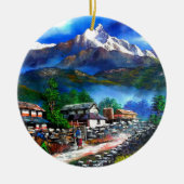 Panoramisch Uitzicht van de Everest Mountain Nepal Keramisch Ornament (Voorkant)