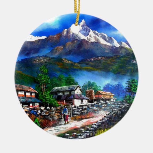Panoramisch Uitzicht van de Everest Mountain Nepal Keramisch Ornament (Voorkant)