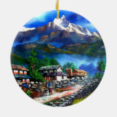 Panoramisch Uitzicht van de Everest Mountain Nepal Keramisch Ornament (Achterkant)