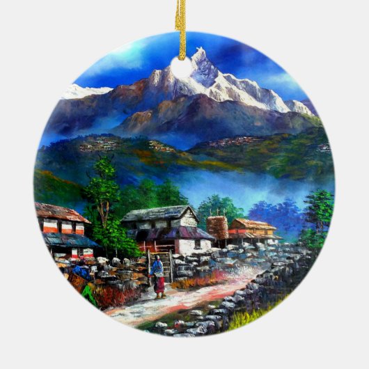 Panoramisch Uitzicht van de Everest Mountain Nepal Keramisch Ornament (Achterkant)