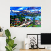 Panoramisch Uitzicht van de Everest Mountain Nepal Poster (Thuiskantoor)