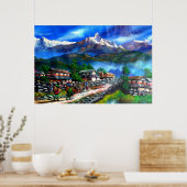 Panoramisch Uitzicht van de Everest Mountain Nepal Poster (Keuken)