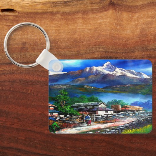 Panoramisch Uitzicht van de Everest Mountain Nepal Sleutelhanger (Achterkant)