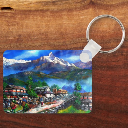 Panoramisch Uitzicht van de Everest Mountain Nepal Sleutelhanger (Voorkant)