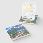 Panoramisch Uitzicht van de Everest Mountain Nepal Stenen Onderzetter (Zijkant)