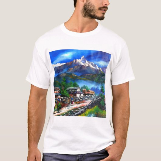Panoramisch Uitzicht van de Everest Mountain Nepal T-shirt (Voorkant)