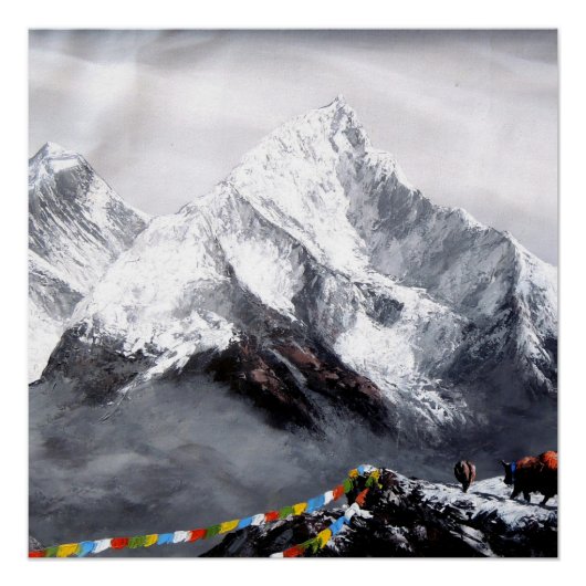 Panoramisch Uitzicht van de Everest Mountain Perfect Poster (Voorkant)