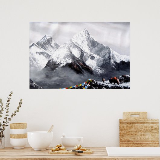 Panoramisch Uitzicht van de Everest Mountain Poster (Keuken)