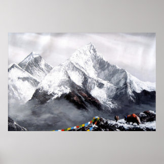 Panoramisch Uitzicht van de Everest Mountain Poster