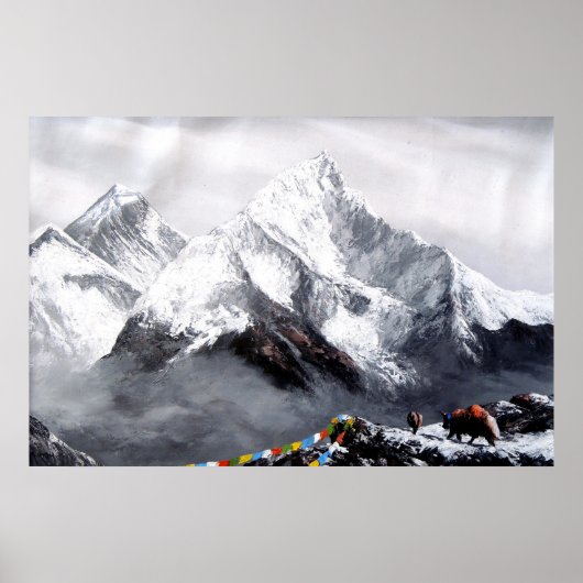 Panoramisch Uitzicht van de Everest Mountain Poster (Voorkant)