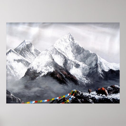 Panoramisch Uitzicht van de Everest Mountain Poster (Voorkant)