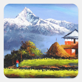Panoramisch Uitzicht van de prachtige Everest Moun Vierkante Sticker