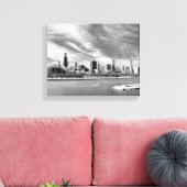 Panoramisch uitzicht van de skyline van Chicago in Canvas Afdruk (Insitu (Woonkamer))