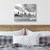 Panoramisch uitzicht van de skyline van Chicago in Canvas Afdruk (Insitu (Slaapkamer))