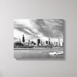 Panoramisch uitzicht van de skyline van Chicago in Canvas Afdruk