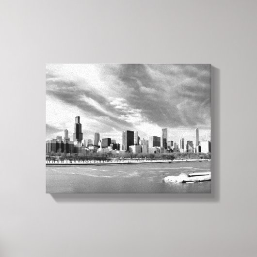 Panoramisch uitzicht van de skyline van Chicago in Canvas Afdruk (Voorkant)