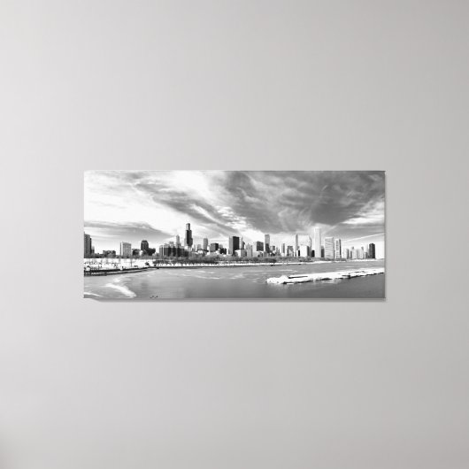 Panoramisch uitzicht van de skyline van Chicago in Canvas Afdruk (Voorkant)