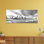 Panoramisch uitzicht van de skyline van Chicago in Canvas Afdruk (Insitu (Woonkamer))