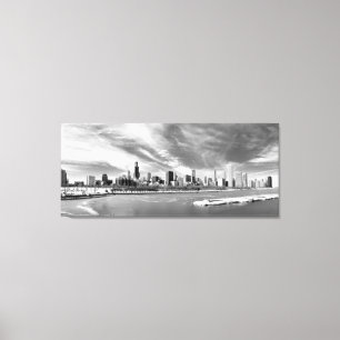 Panoramisch uitzicht van de skyline van Chicago in Canvas Afdruk