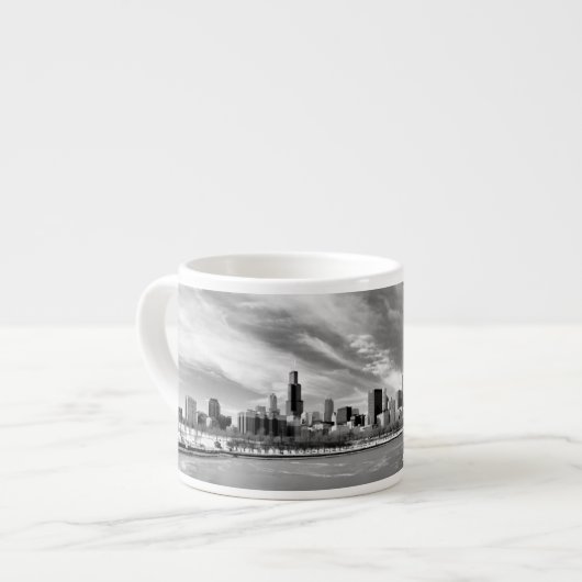 Panoramisch uitzicht van de skyline van Chicago in Espresso Kop (Links)