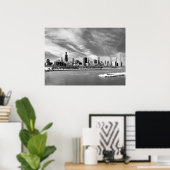Panoramisch uitzicht van de skyline van Chicago in Poster (Thuiskantoor)