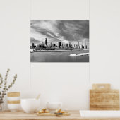Panoramisch uitzicht van de skyline van Chicago in Poster (Keuken)